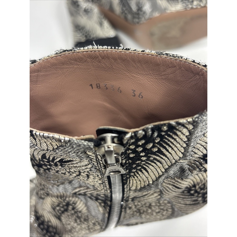 Dries Van Noten Brocade Cap-Toe 80mm Bootie silver and black brocade pattern 36 - Picture 7 of 8
